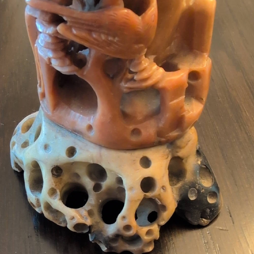 Vintage Artistic Brown/Salmon and Tan Soapstone Sculpture - Picture 7 of 16